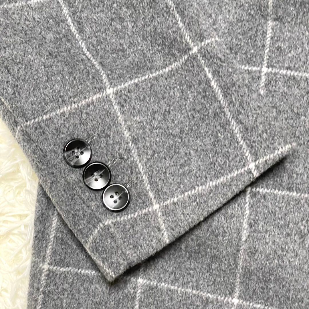 極美品 ロベルトカバーニ チェスターコート チェック カシミヤ100 グレー