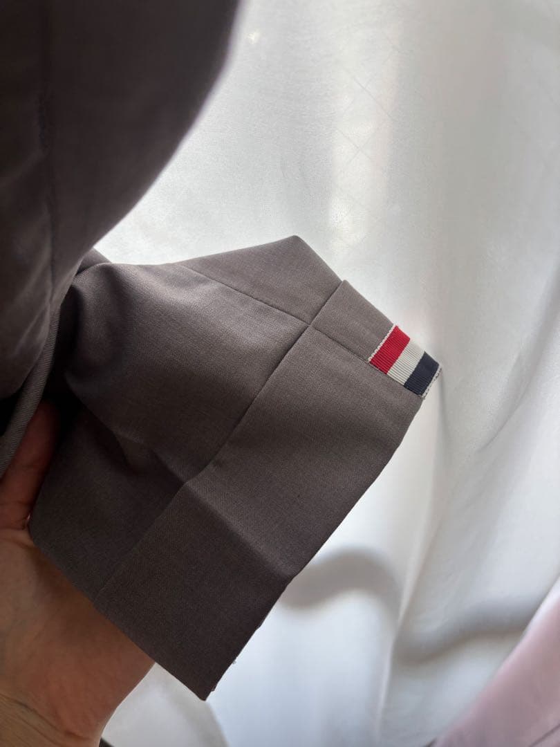 グレー ストライプ裾 スラックス