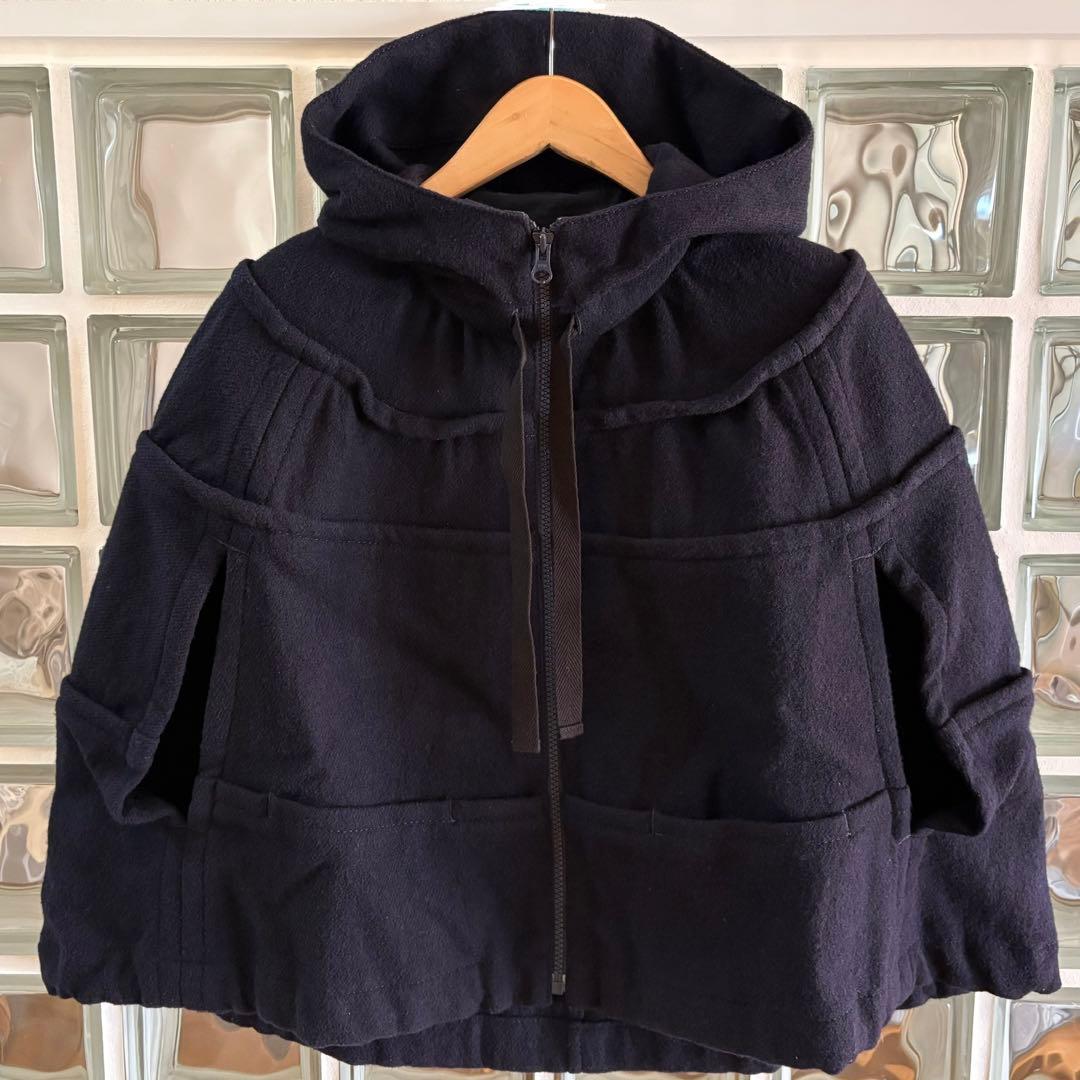 トリココムデギャルソン 毛100% 美品 ボレロ S 濃紺 ポンチョ