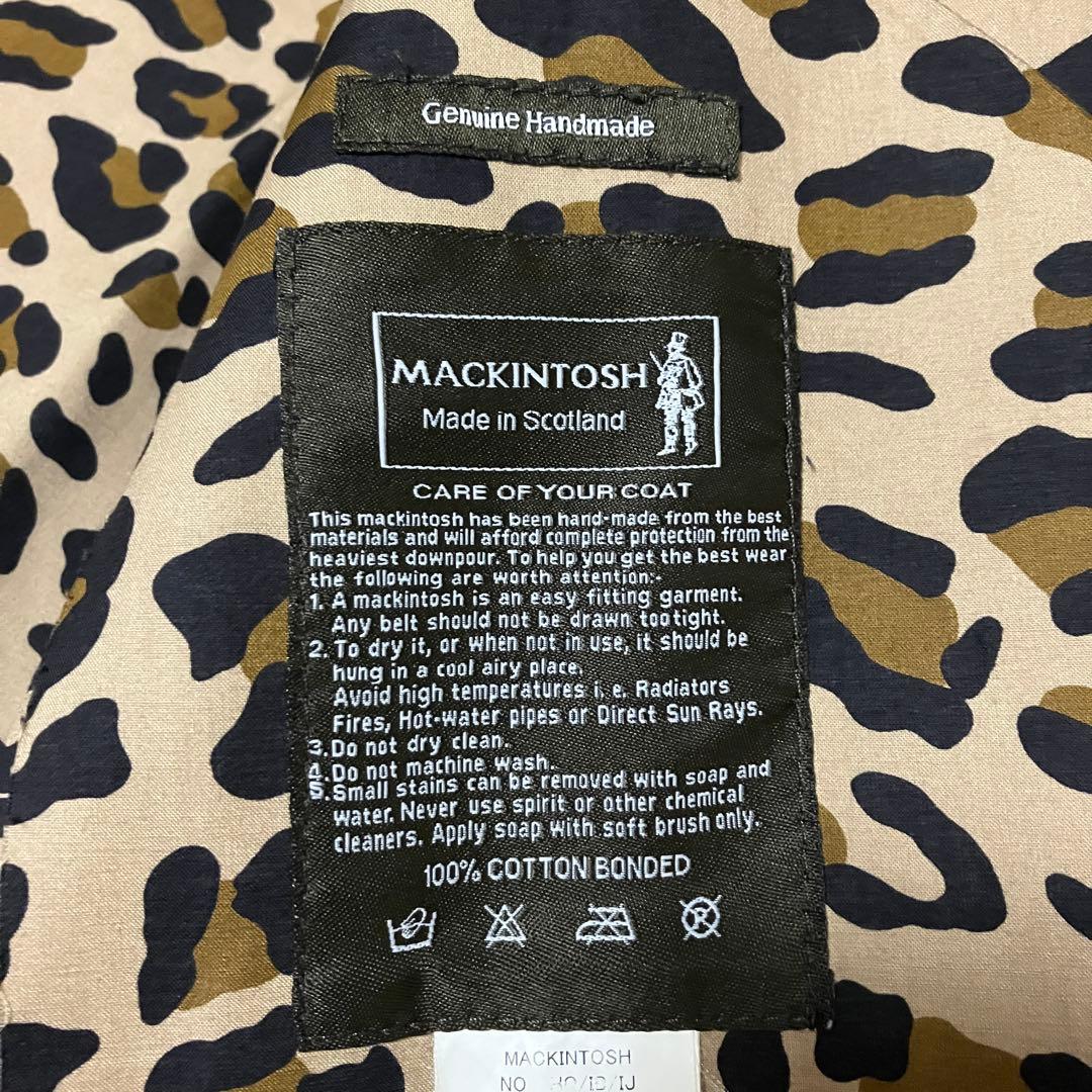 【希少✨】マッキントッシュ　ゴム引きコート　裏地　レオパード　金ボタン　黒　34