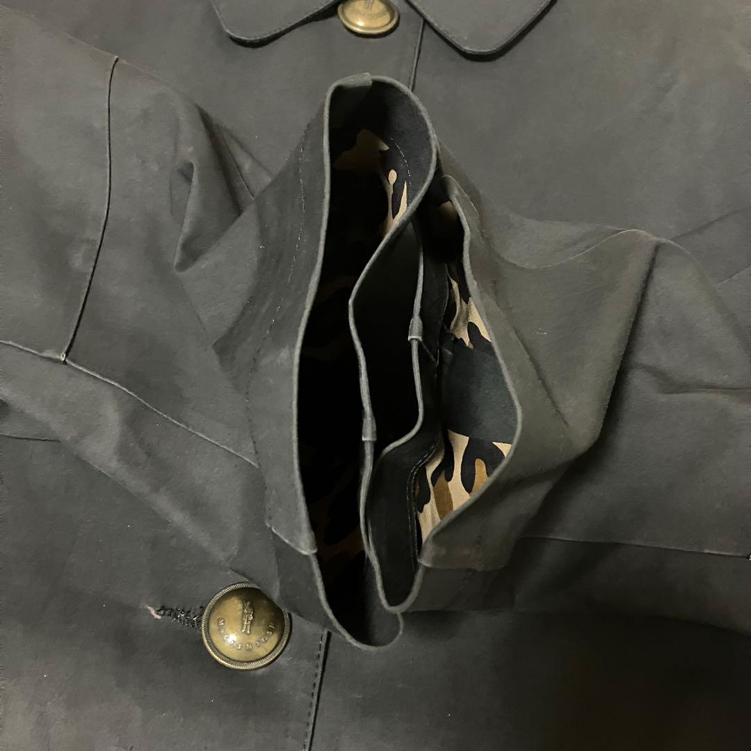 【希少✨】マッキントッシュ　ゴム引きコート　裏地　レオパード　金ボタン　黒　34