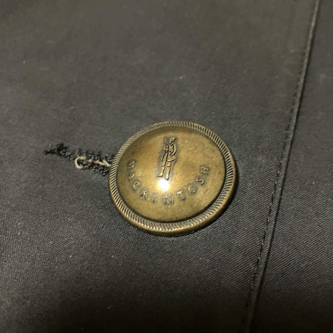 【希少✨】マッキントッシュ　ゴム引きコート　裏地　レオパード　金ボタン　黒　34