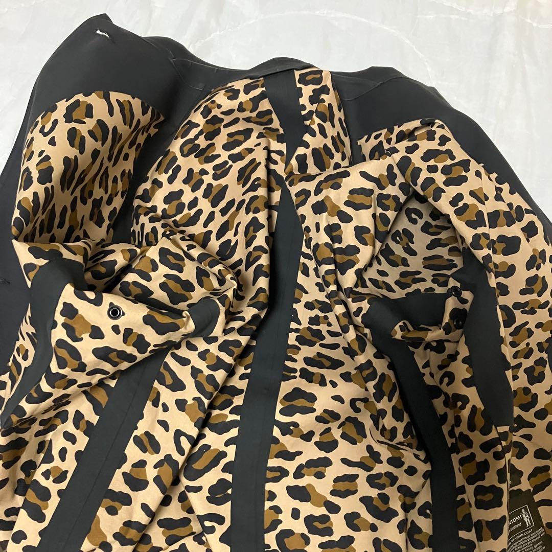 【希少✨】マッキントッシュ　ゴム引きコート　裏地　レオパード　金ボタン　黒　34