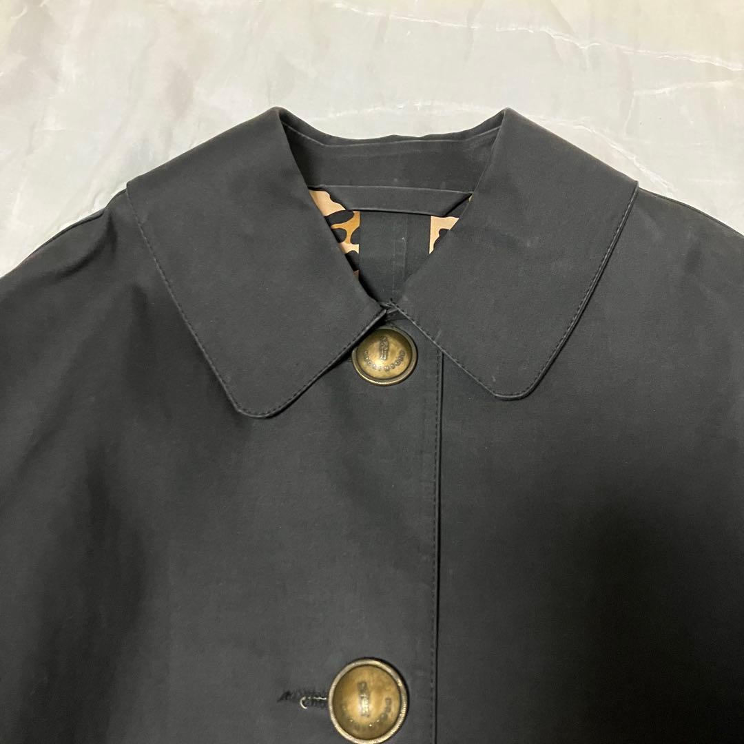 【希少✨】マッキントッシュ　ゴム引きコート　裏地　レオパード　金ボタン　黒　34