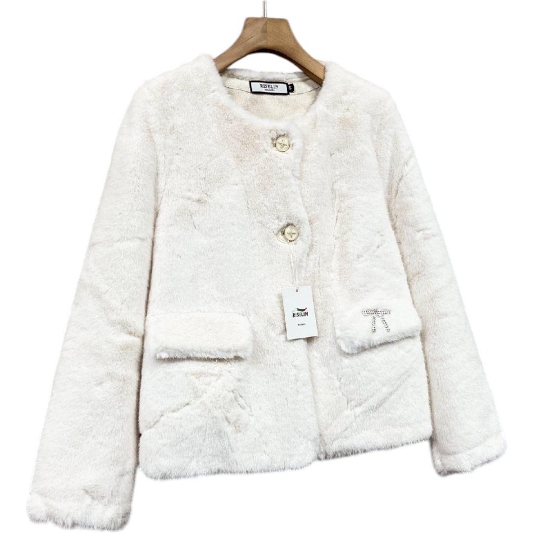 RISELIN　ミンクカシミヤ混　ファーコート レディース　L