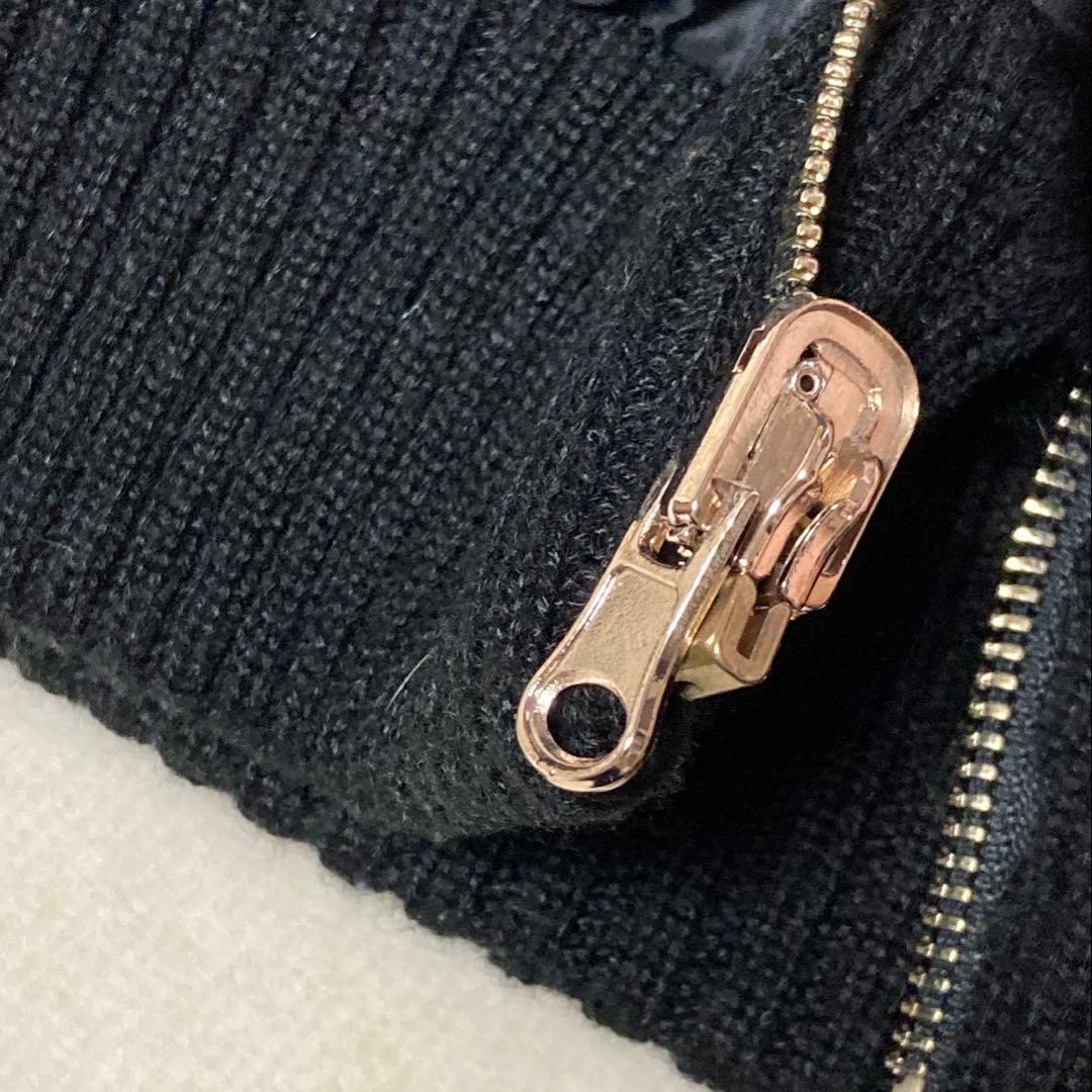 adagietto リバーシブルニットダウンベスト 黒 ラビットファー M-L