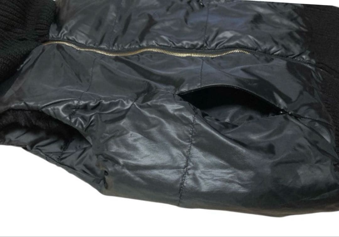 adagietto リバーシブルニットダウンベスト 黒 ラビットファー M-L