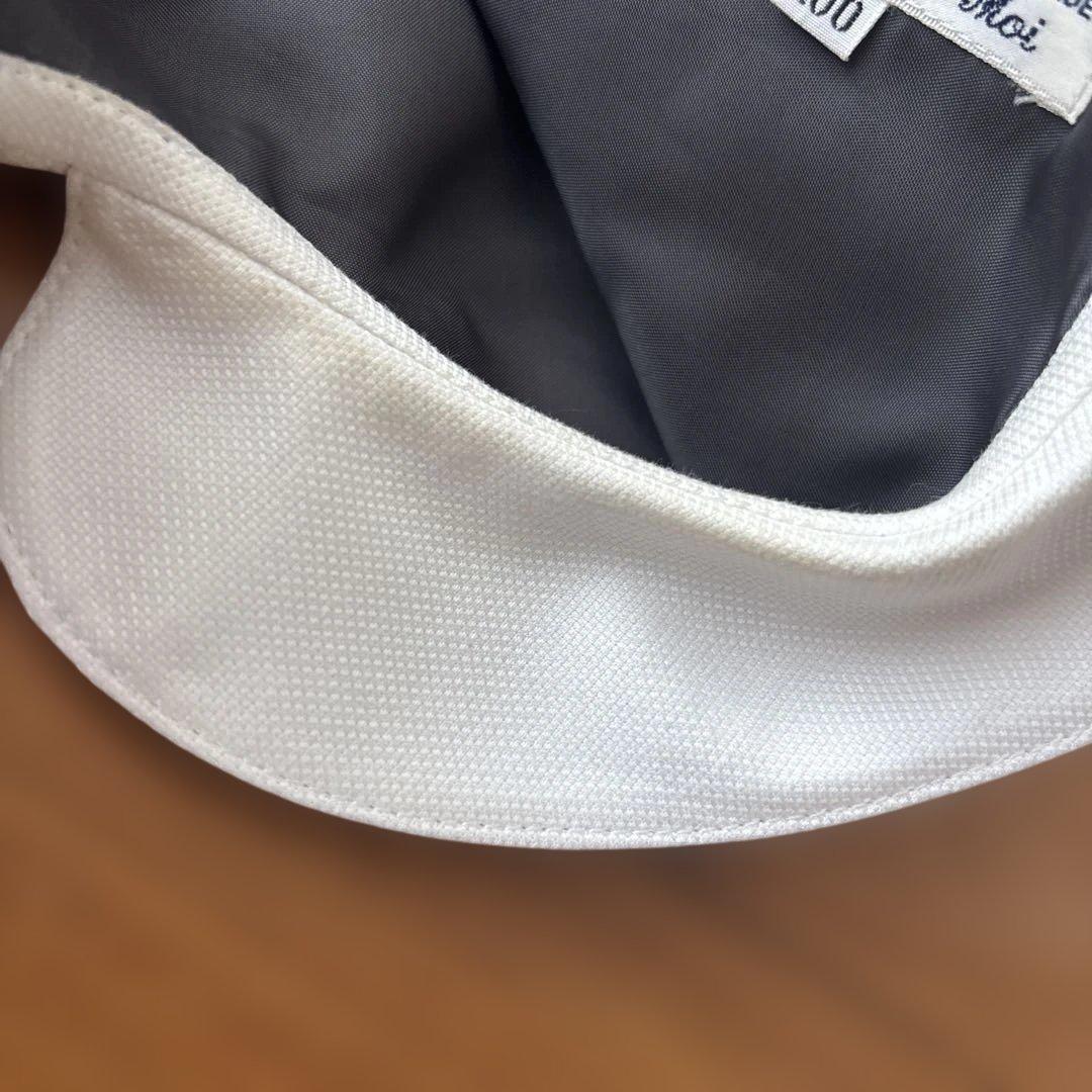 グレーのペタルカラー半袖ワンピース　幼稚園受験