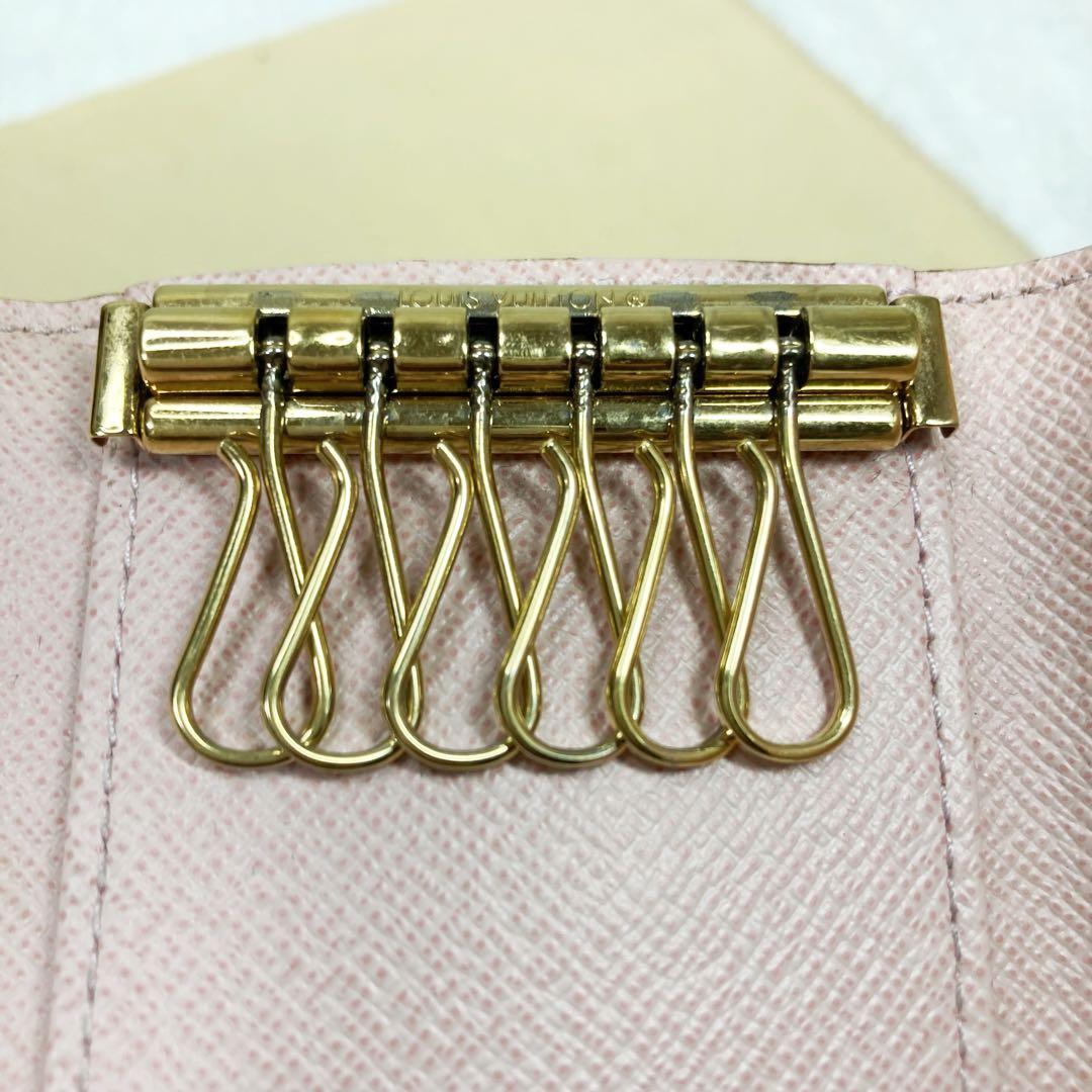 【美品】ルイヴィトン☆ダミエ ローズバレリーヌ ミュルティクレ 6連キーケース