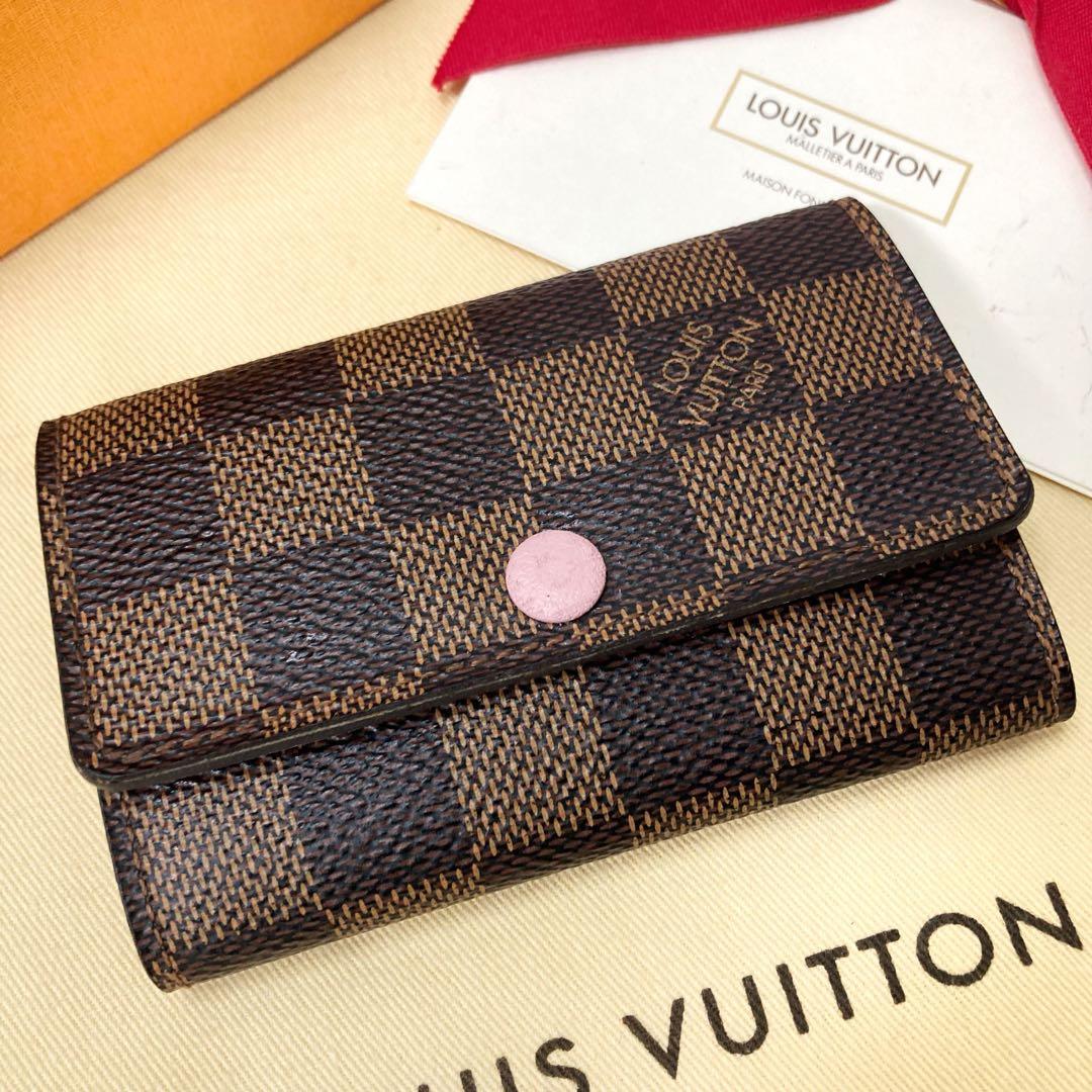 【美品】ルイヴィトン☆ダミエ ローズバレリーヌ ミュルティクレ 6連キーケース