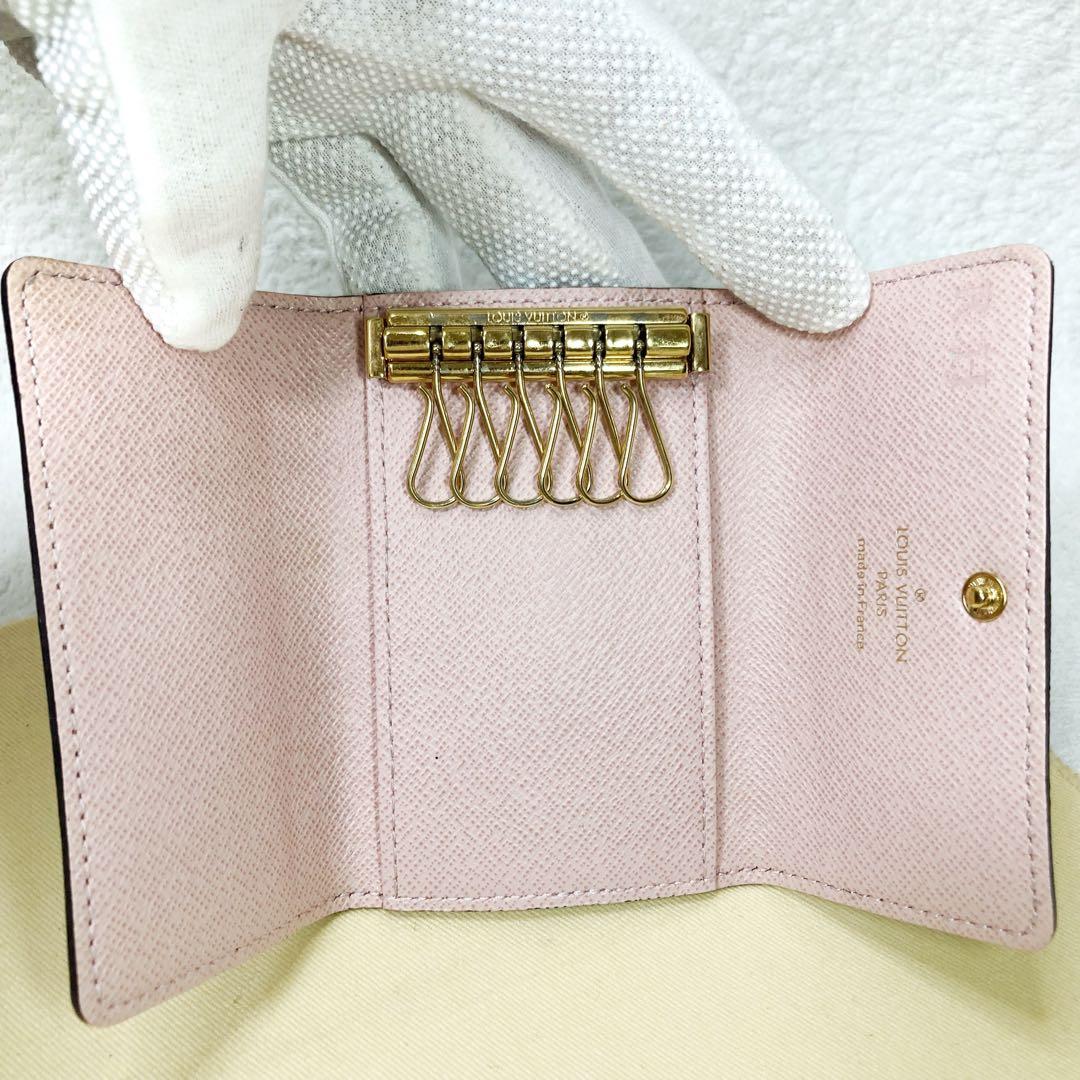 【美品】ルイヴィトン☆ダミエ ローズバレリーヌ ミュルティクレ 6連キーケース