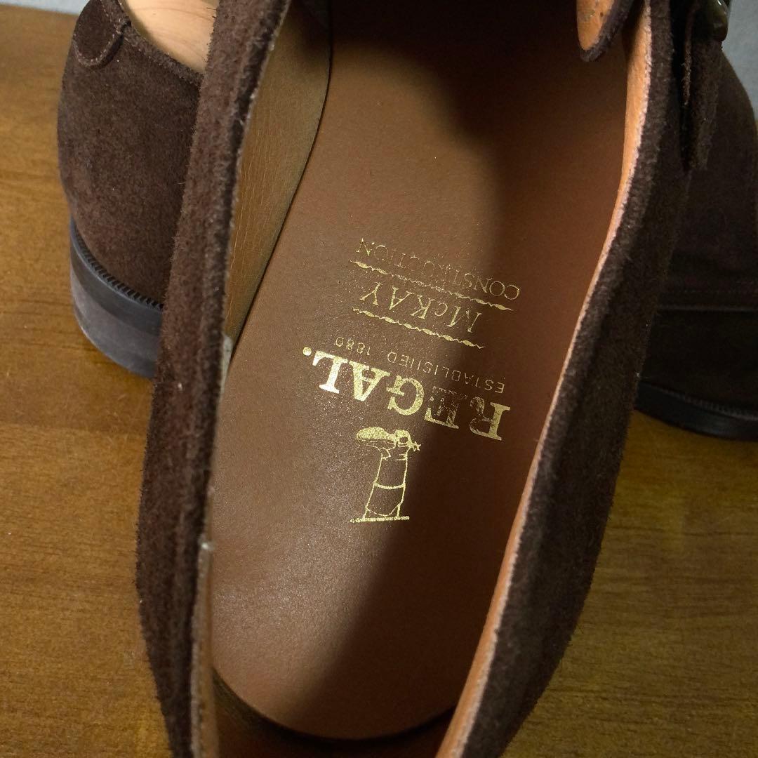 REGALリーガル ブラウンスエード シングルモンク シューズ 25.5cm