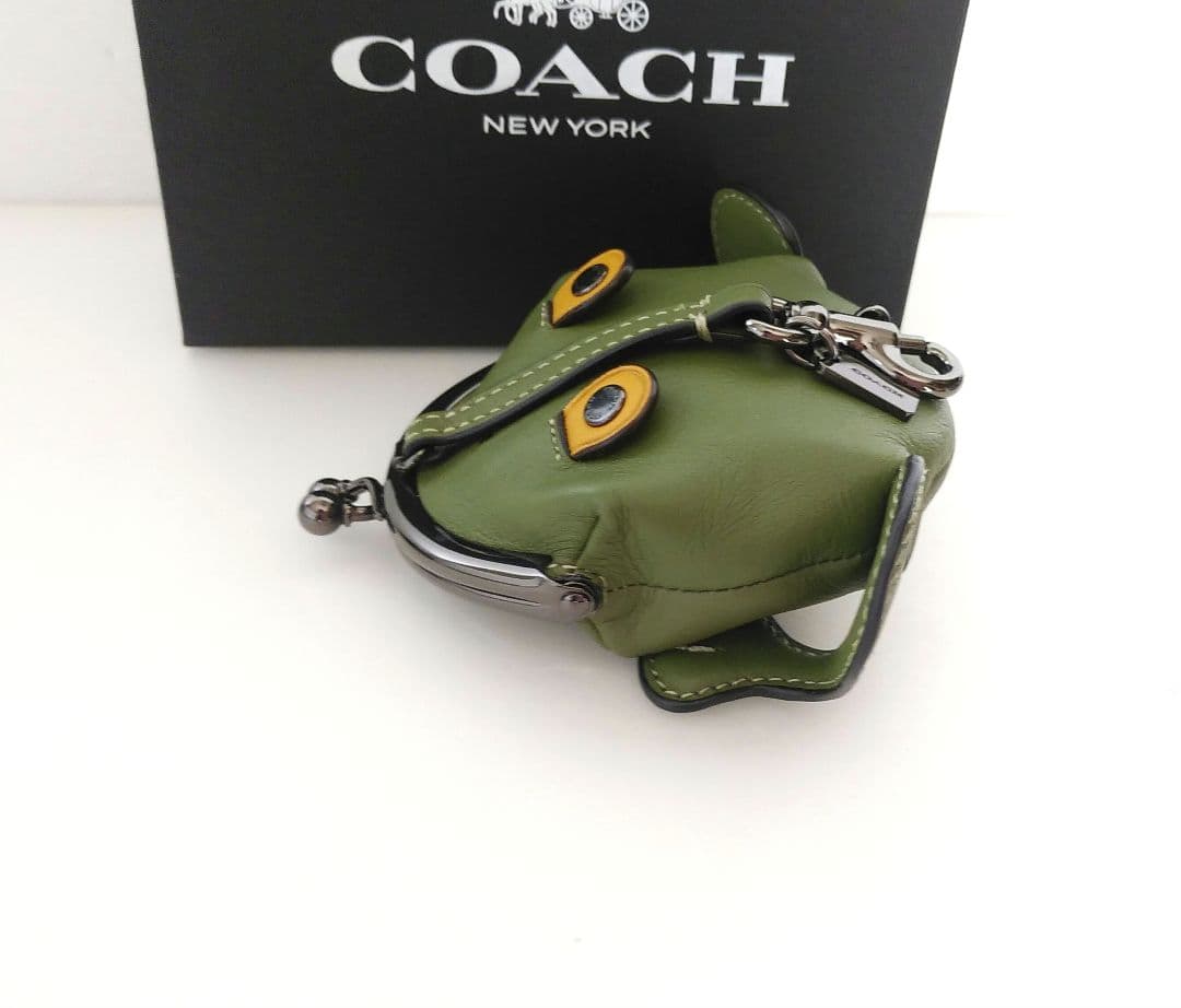 希少☆未使用☆コーチ☆ケース ポーチ 小物入れ チャーム☆蛙 フロッグ☆革