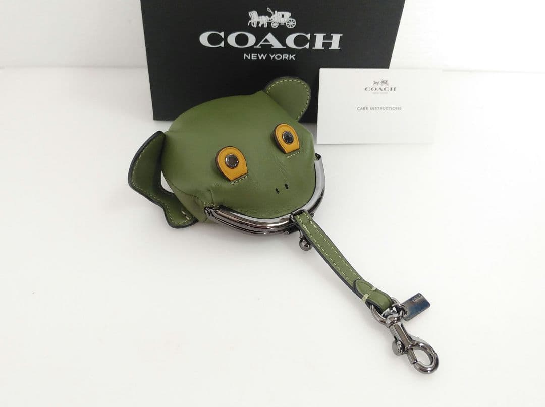 希少☆未使用☆コーチ☆ケース ポーチ 小物入れ チャーム☆蛙 フロッグ☆革