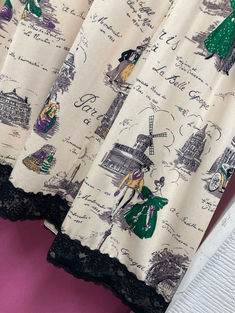 スーパービューティー♡ 秋冬新作Paris柄クラッシックワンピース