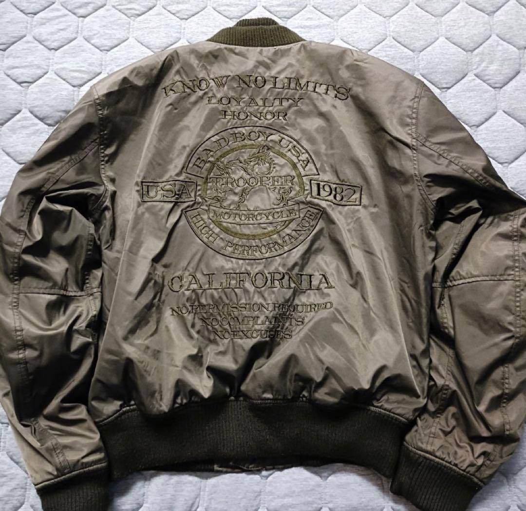 BAD BOY USA バイクジャケットカーキオリーブ　Y2k プロテクター付き