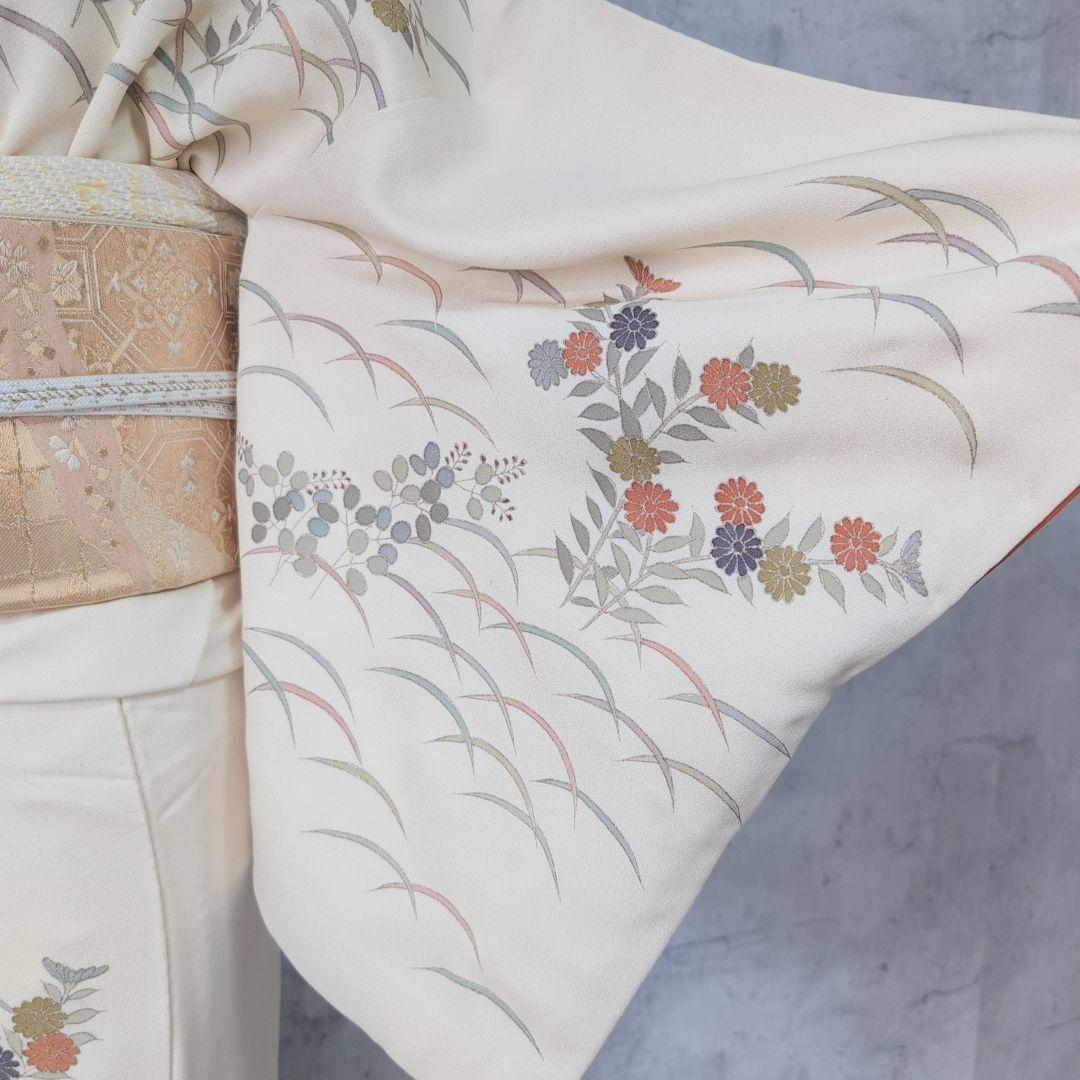 訪問着　フルセット　着物　正絹　花　刺繍　金彩加工　しつけ糸　祝い事　O9