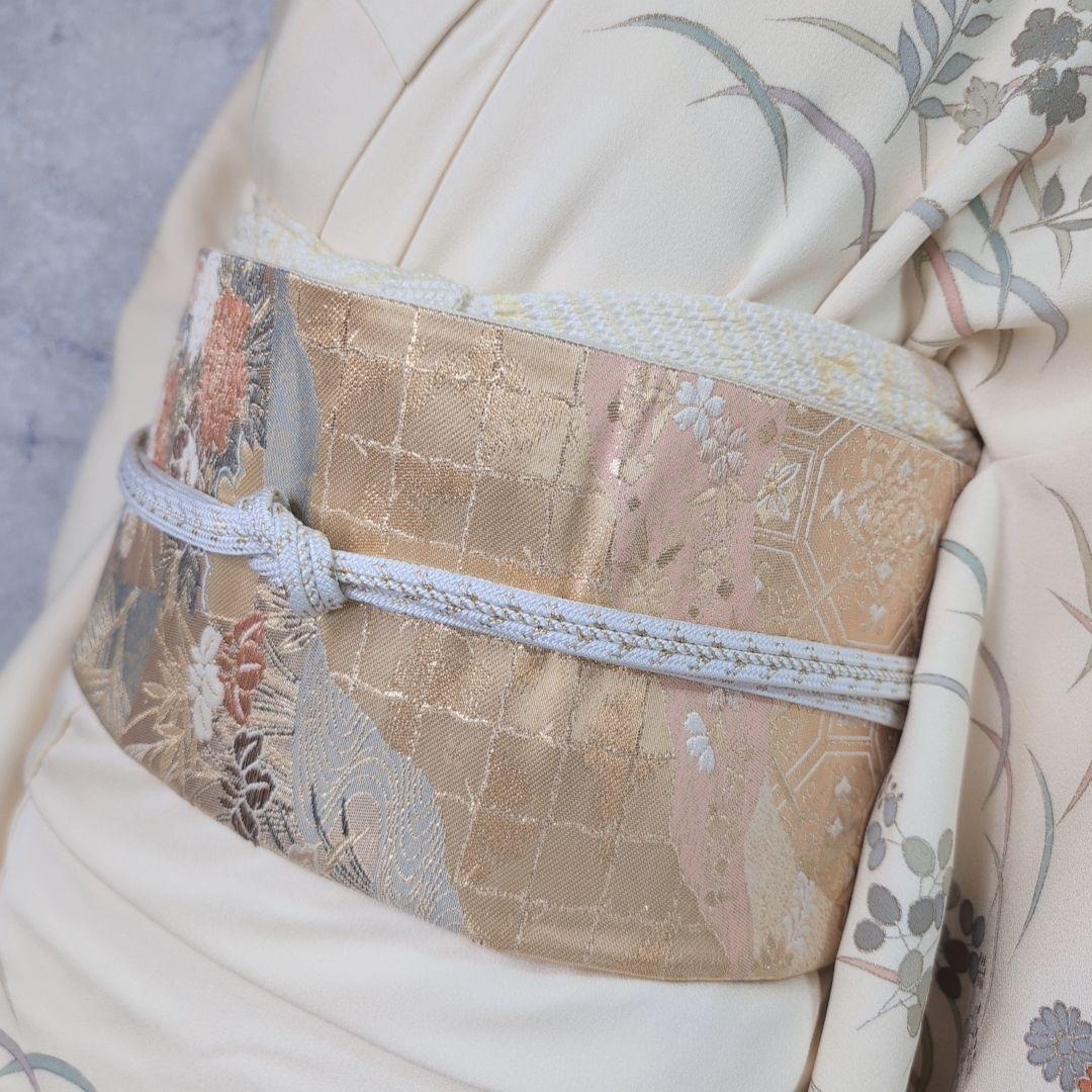 訪問着　フルセット　着物　正絹　花　刺繍　金彩加工　しつけ糸　祝い事　O9