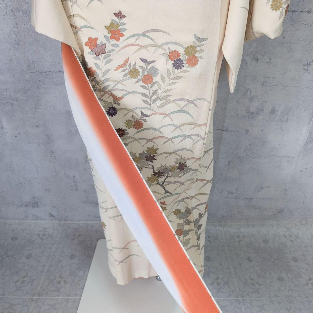 訪問着　フルセット　着物　正絹　花　刺繍　金彩加工　しつけ糸　祝い事　O9