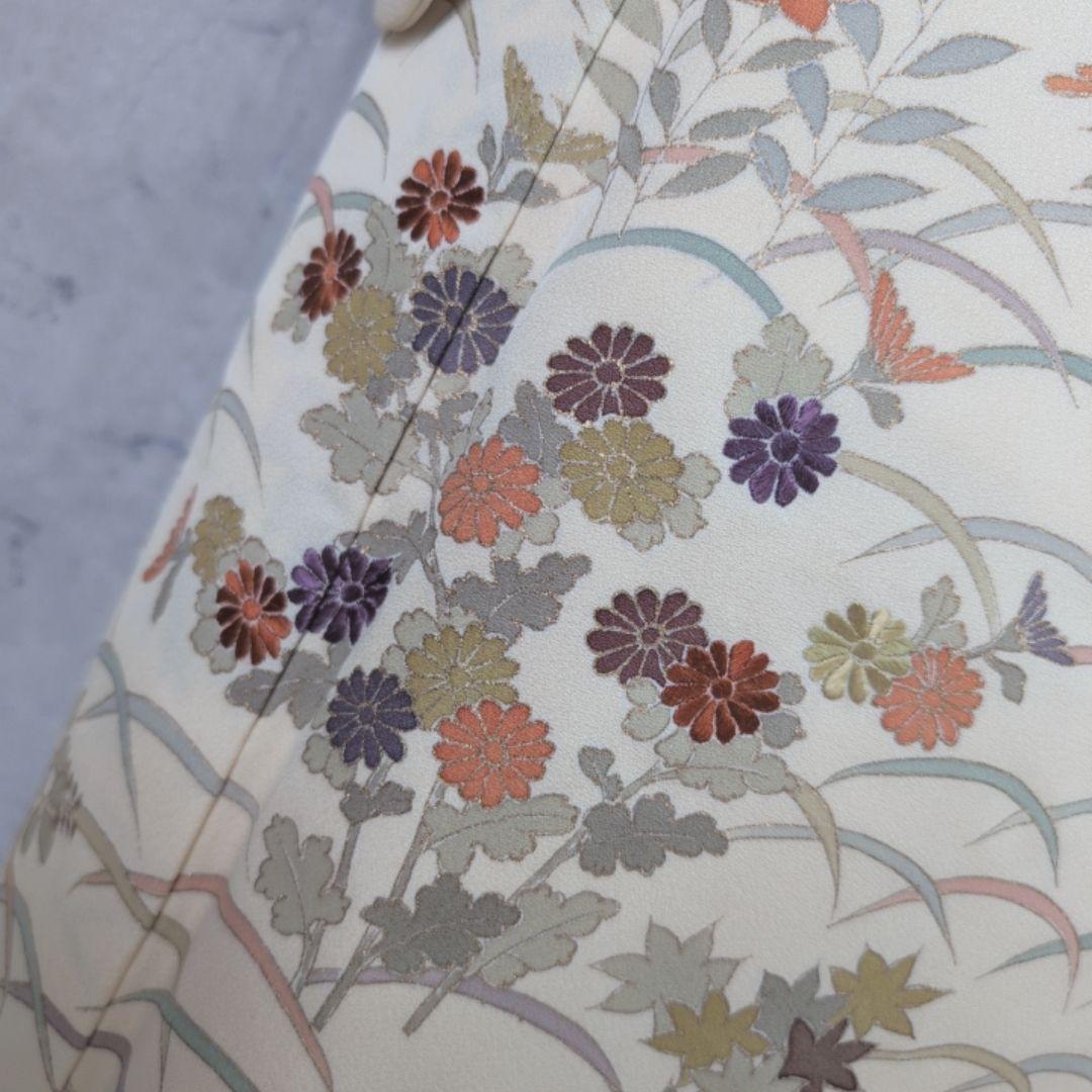 訪問着　フルセット　着物　正絹　花　刺繍　金彩加工　しつけ糸　祝い事　O9