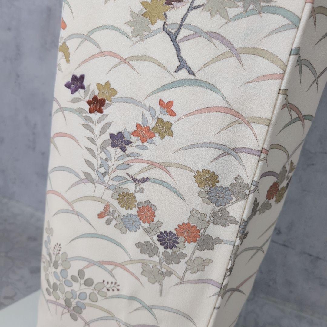 訪問着　フルセット　着物　正絹　花　刺繍　金彩加工　しつけ糸　祝い事　O9