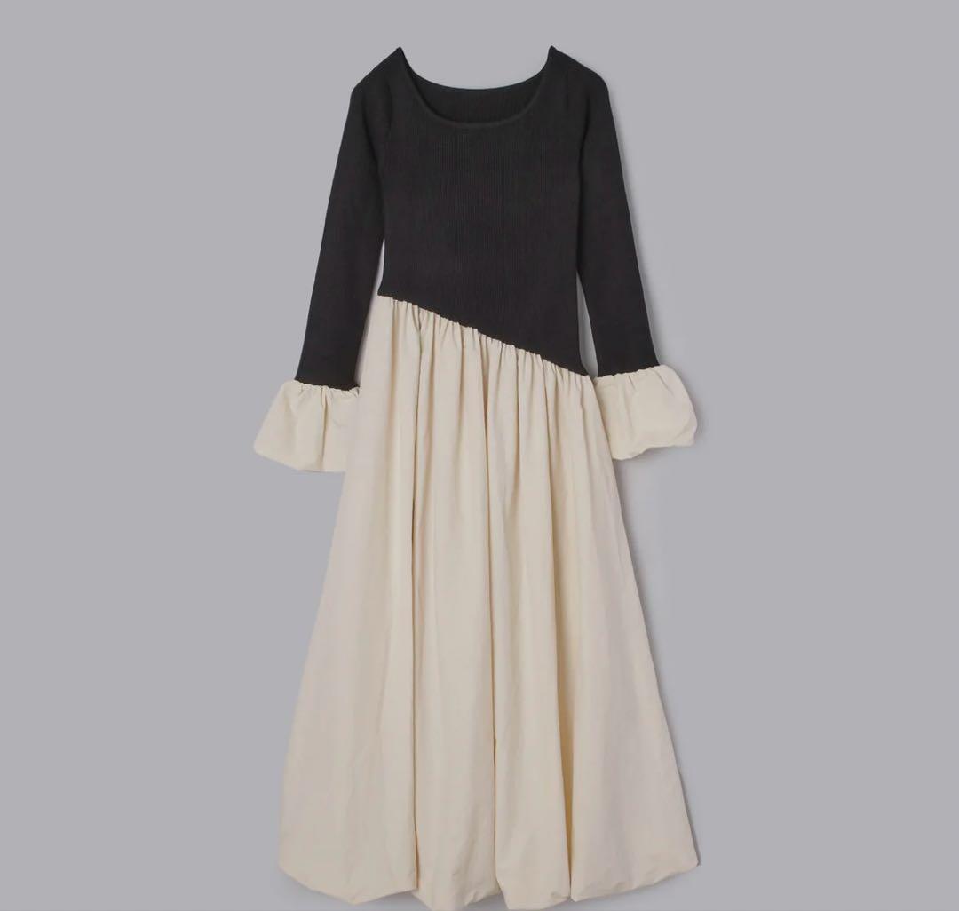 olu. ニットドッキングバルーンワンピース