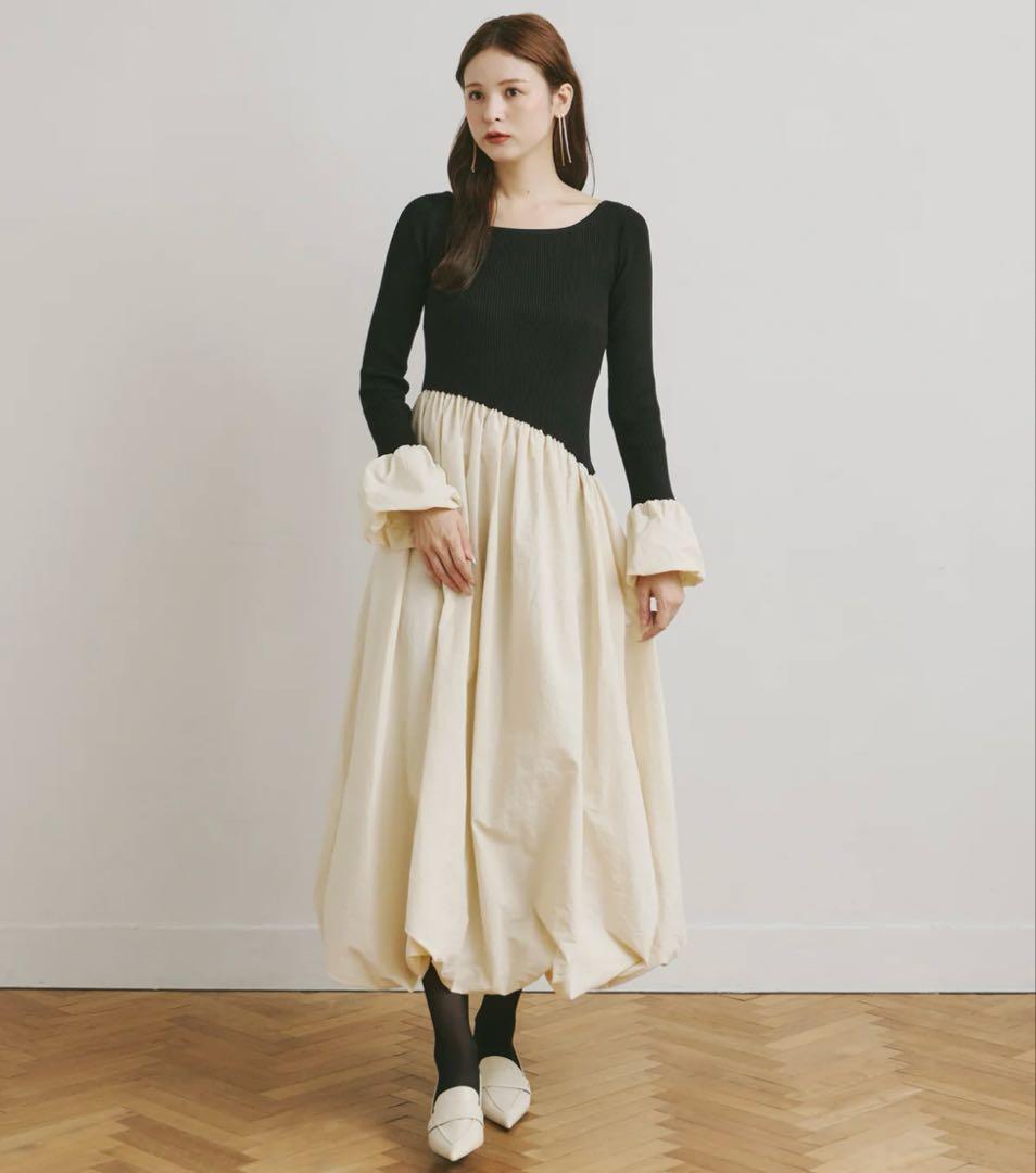 olu. ニットドッキングバルーンワンピース