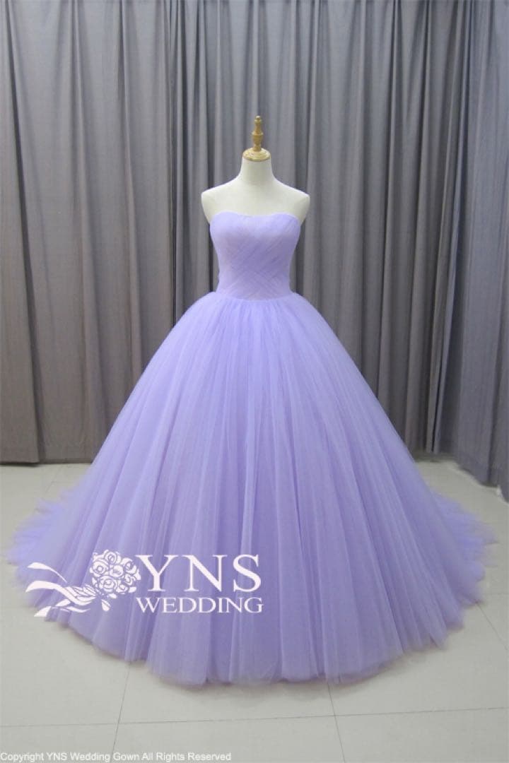 ラベンダーオフショルダーチュールドレス