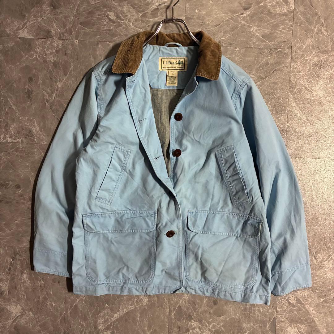 【希少カラー】LL.Beanハンティングジャケット 襟コーデュロイ ライトブルー