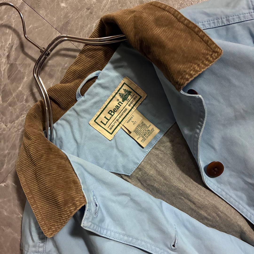 【希少カラー】LL.Beanハンティングジャケット 襟コーデュロイ ライトブルー