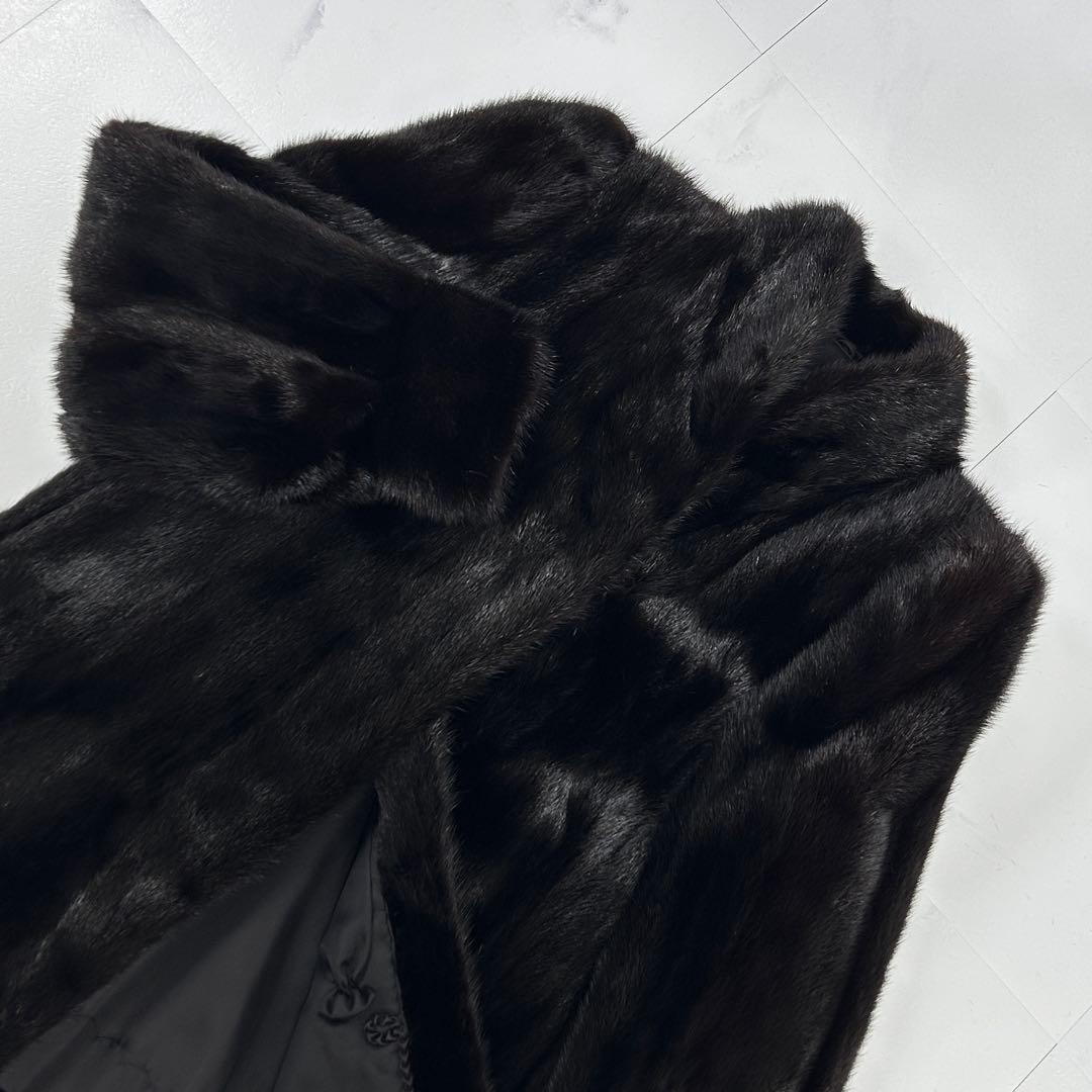 高級 美品 SAGAMINK 毛皮 コート 艶あり 柔らか ブラック レディース