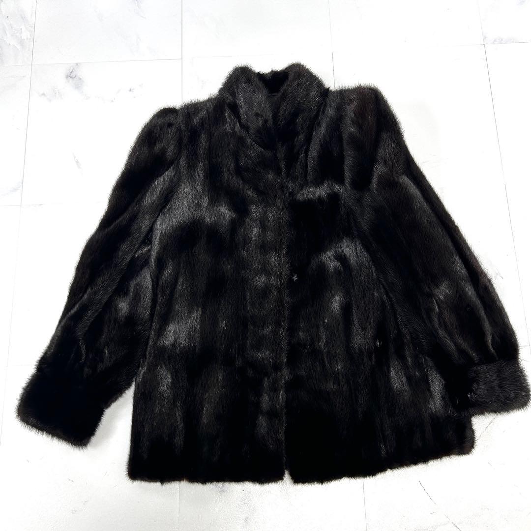 高級 美品 SAGAMINK 毛皮 コート 艶あり 柔らか ブラック レディース