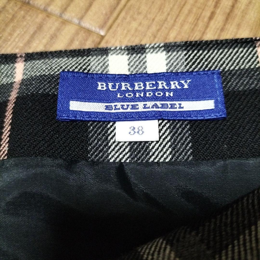 美品 BURBERRYBLUELABEL ノバチェックスカート38ウール ミニ丈