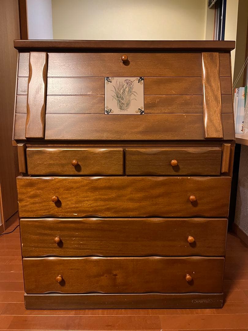 ライティングビューロー　ライティングデスク　スペイン製タイル付き　学習机