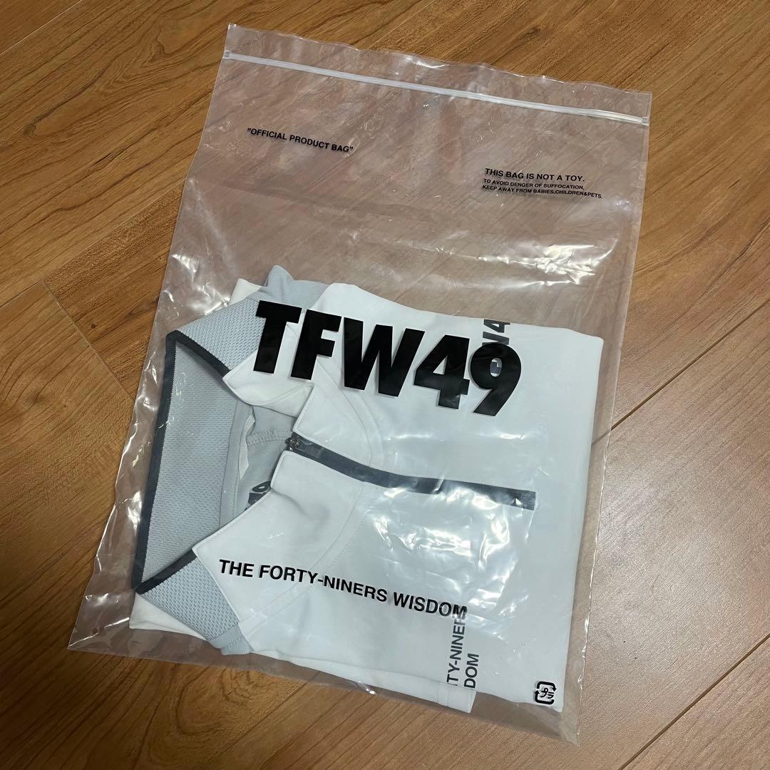 TFW49 ハーフジップ　モックネック　シャツ　ホワイト　グレー　XL