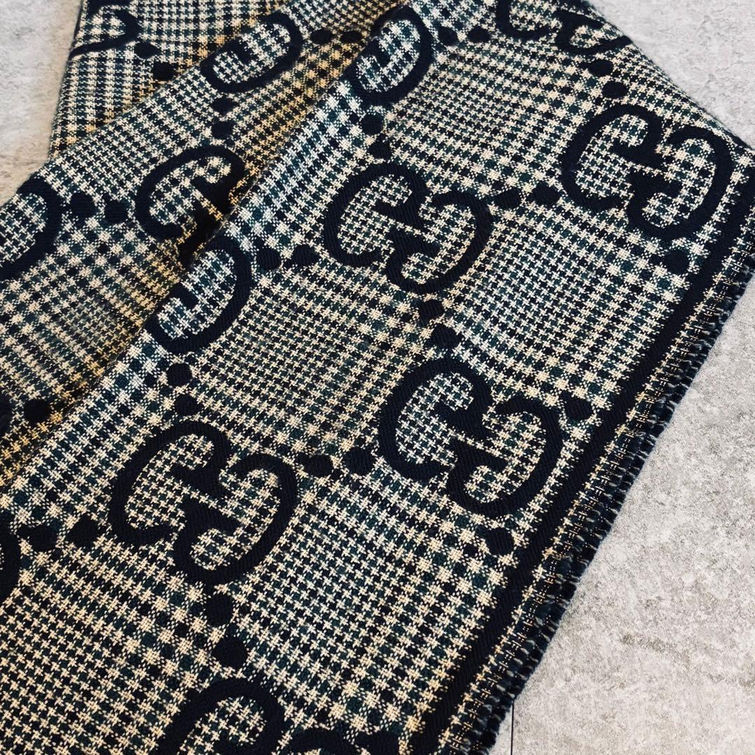 GUCCI グッチ GGジャガード チェック スカーフ マフラー ユニセックス