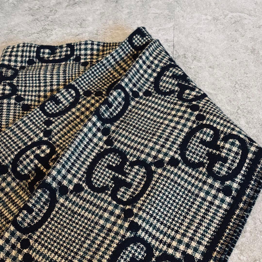 GUCCI グッチ GGジャガード チェック スカーフ マフラー ユニセックス