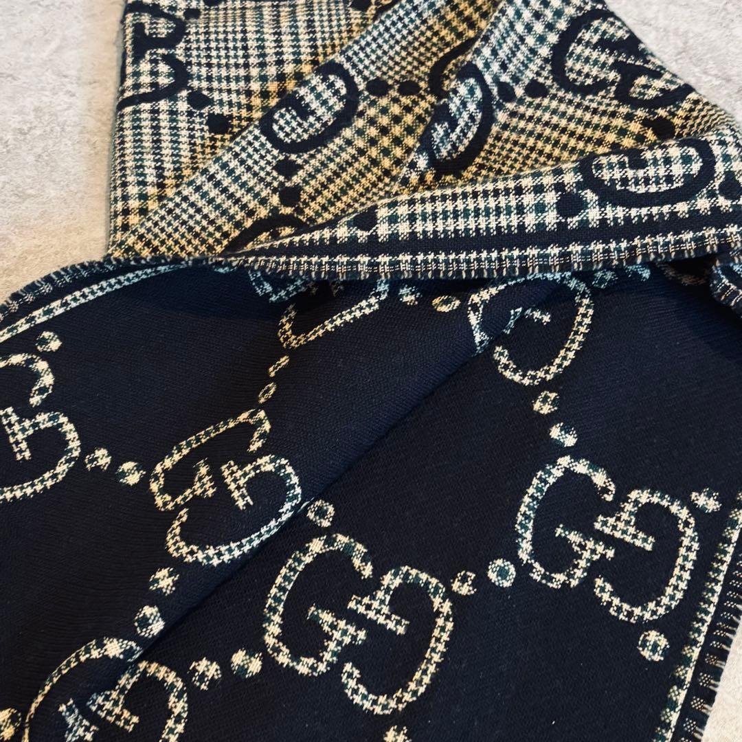 GUCCI グッチ GGジャガード チェック スカーフ マフラー ユニセックス