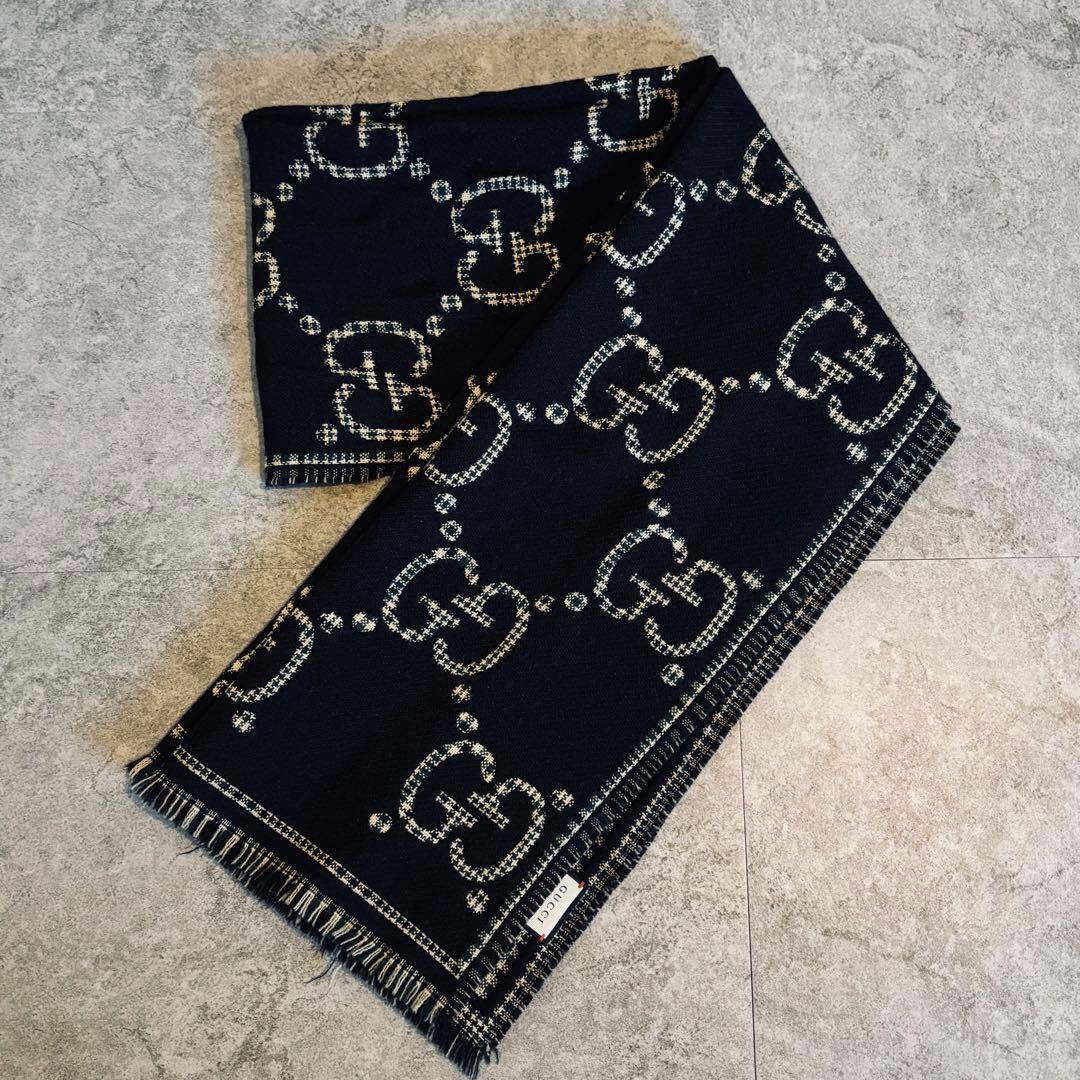 GUCCI グッチ GGジャガード チェック スカーフ マフラー ユニセックス