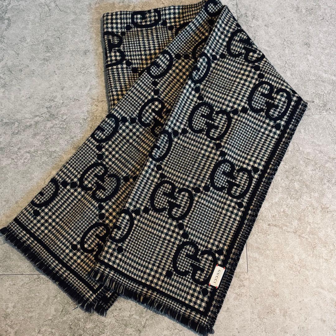 GUCCI グッチ GGジャガード チェック スカーフ マフラー ユニセックス