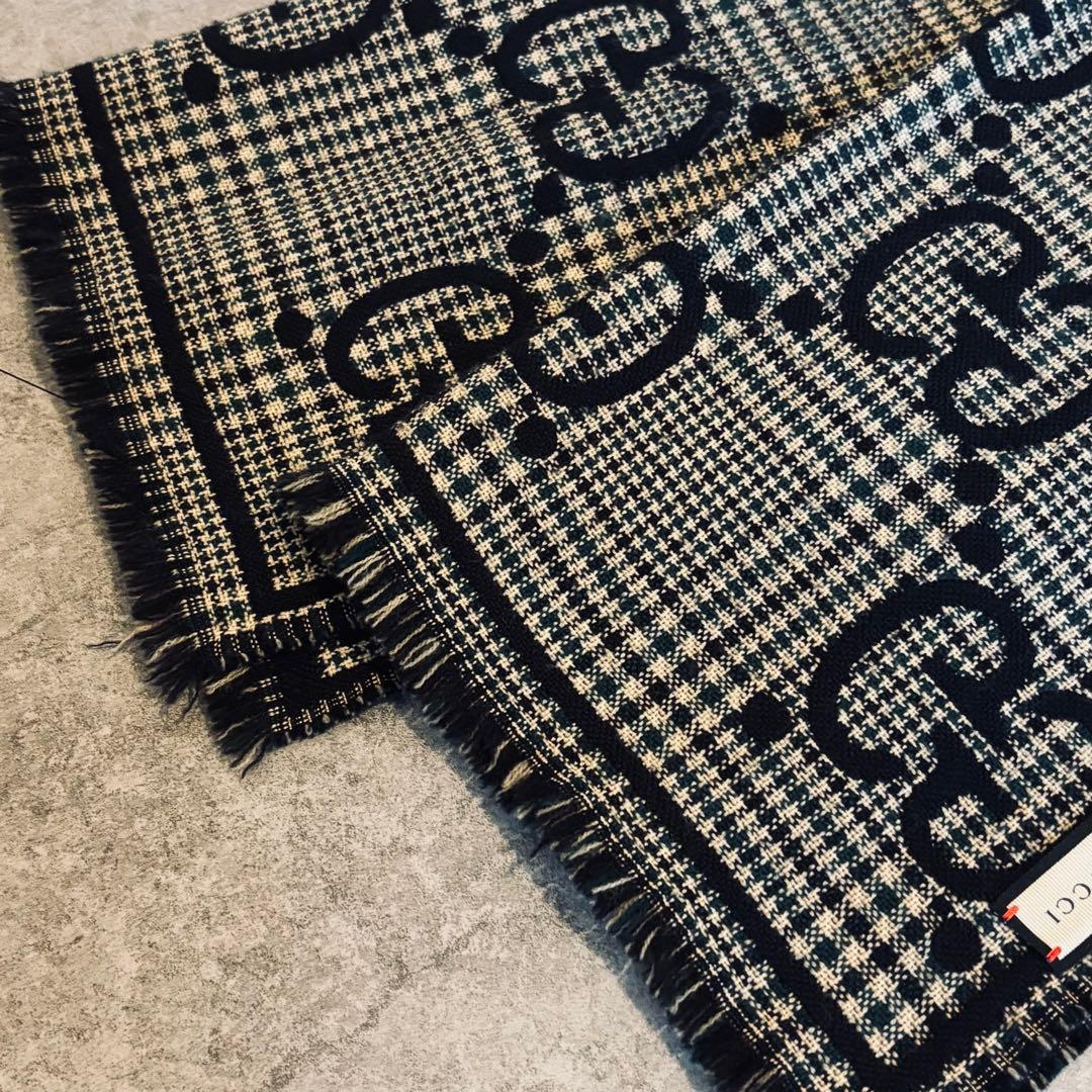 GUCCI グッチ GGジャガード チェック スカーフ マフラー ユニセックス