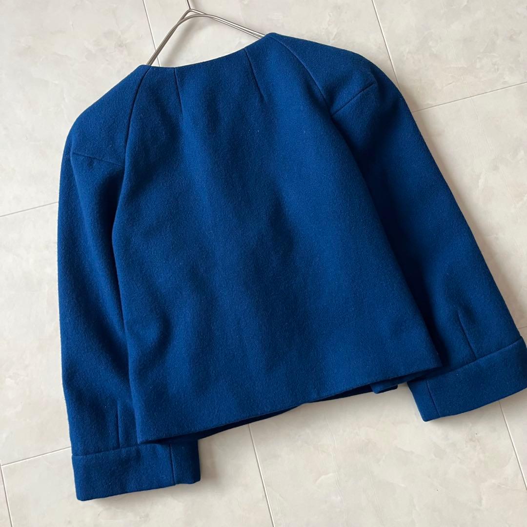 美品✨ドリスヴァンノッテン　ノーカラージャケットロイヤルブルー　フランス製36
