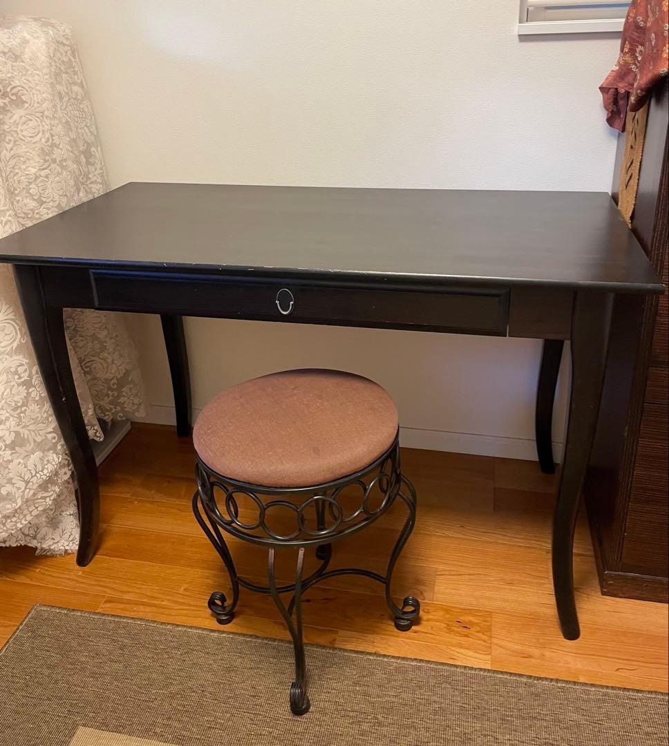IKEAレア廃盤品LEKSVIKデスク　アンティーク風　木製　机　黒