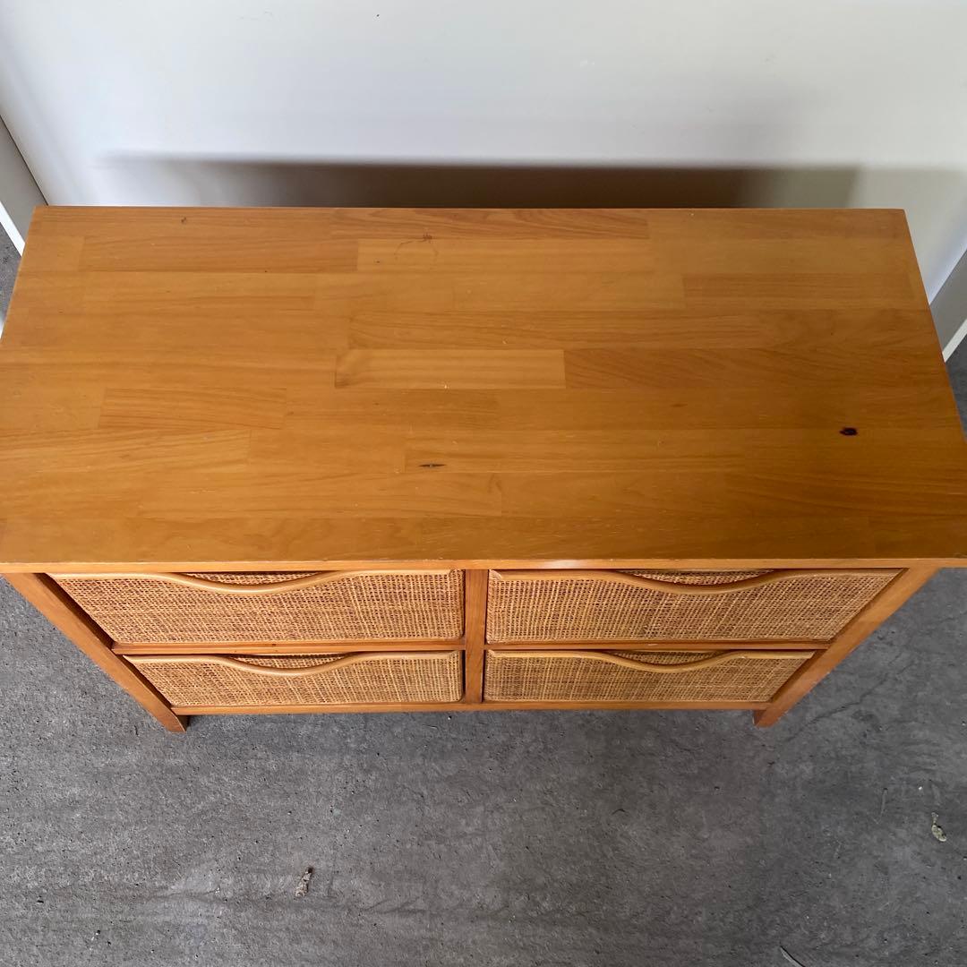 藤　ラタンチェスト　タンス　昭和レトロ　木製　網 キャビネット 箪笥 収納　棚