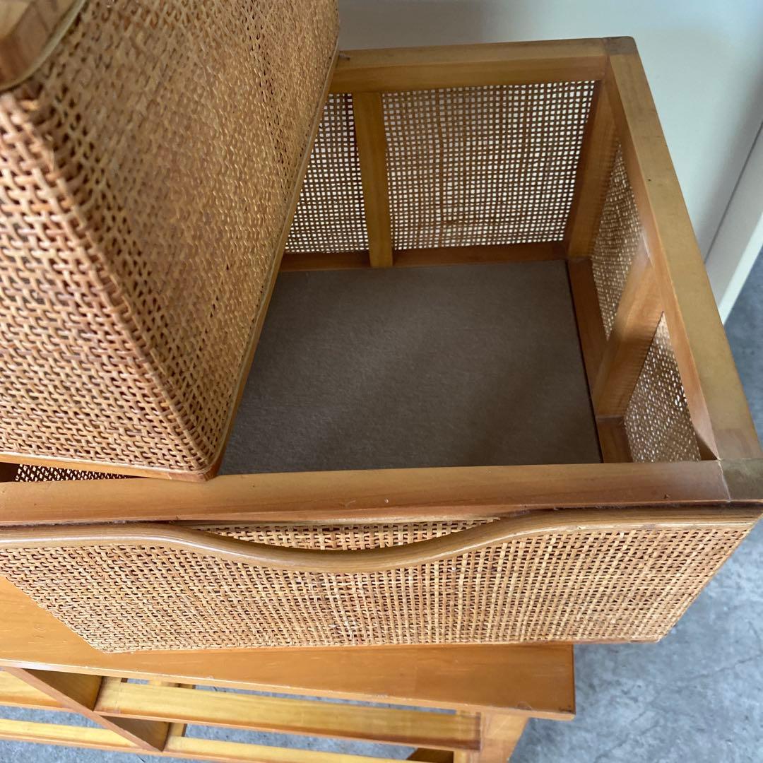 藤　ラタンチェスト　タンス　昭和レトロ　木製　網 キャビネット 箪笥 収納　棚