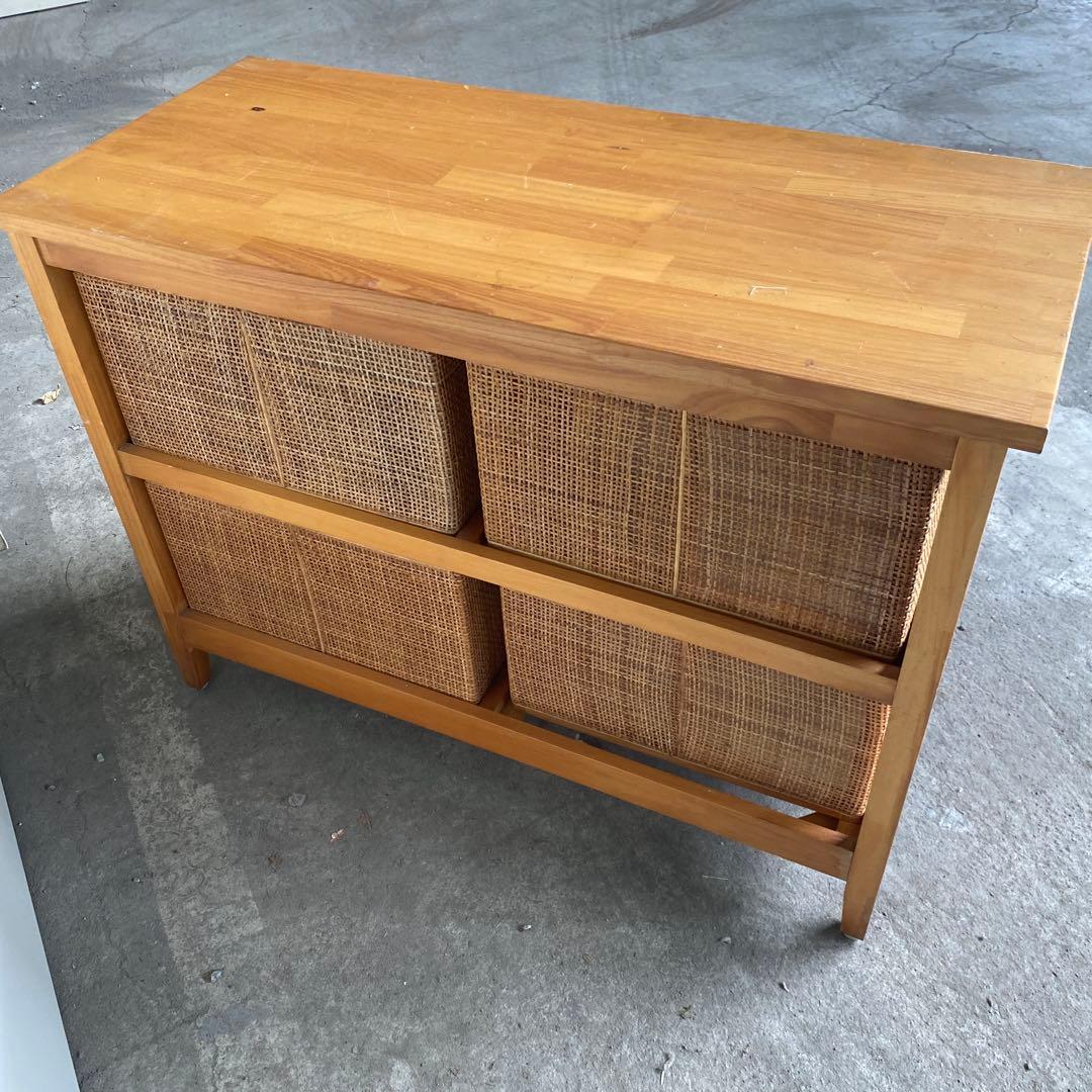 藤　ラタンチェスト　タンス　昭和レトロ　木製　網 キャビネット 箪笥 収納　棚