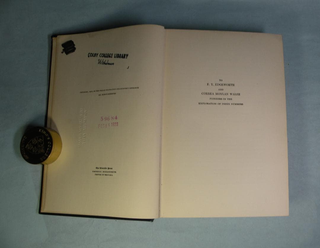 Fisher, I. “The Making of Index Number“