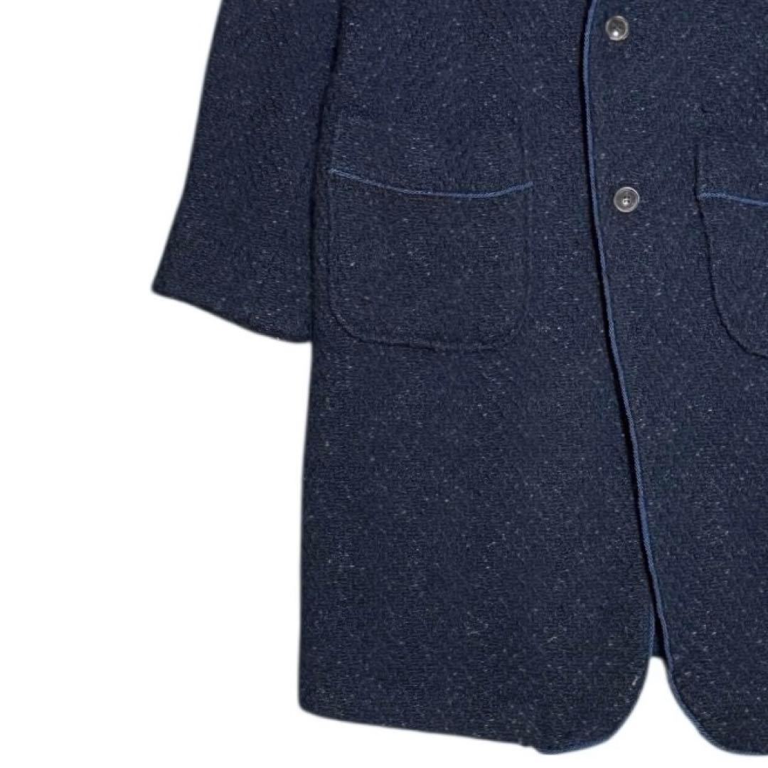 BLUE BLUE ネップ ウール ロングコート ネイビー Lサイズ 日本製