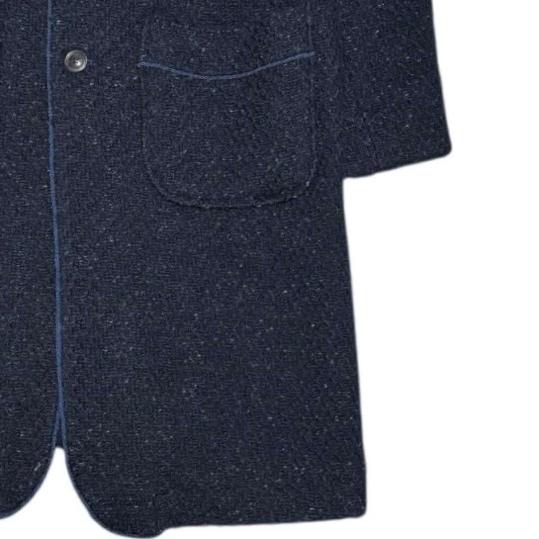 BLUE BLUE ネップ ウール ロングコート ネイビー Lサイズ 日本製