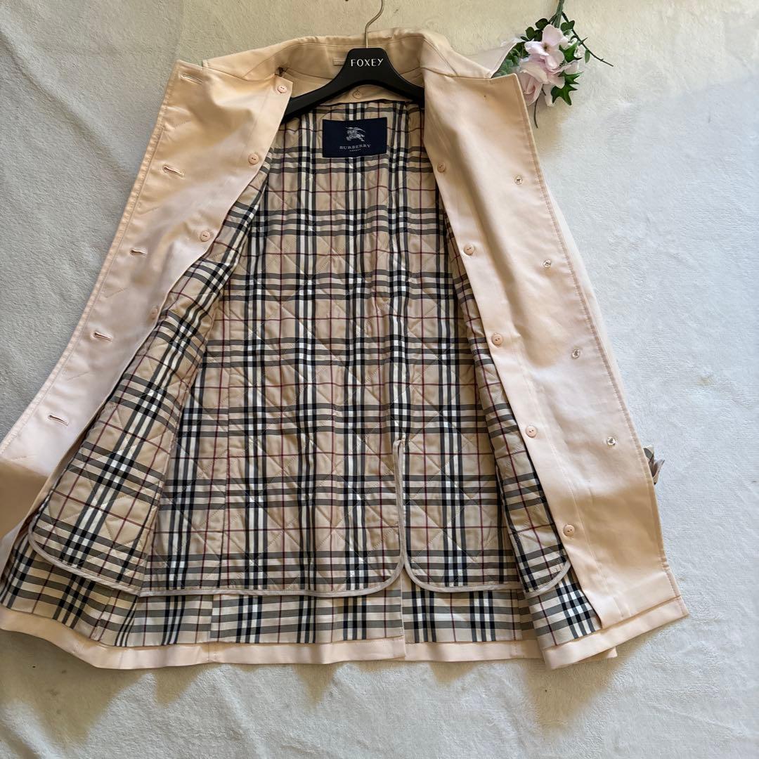 人気✨バーバリー　ノバチェック トレンチコート ライナー付　ピンクベージュ